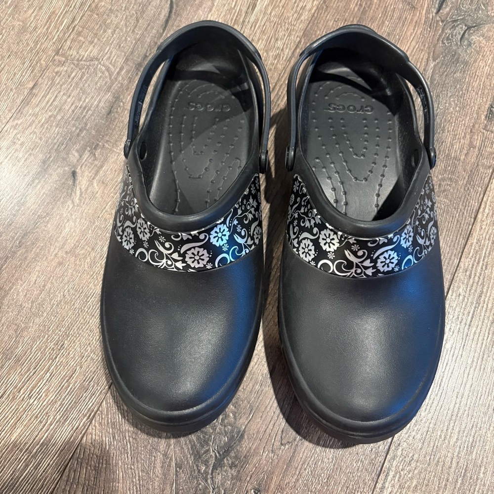 3376 Crocs Mercy Convertible Work Clogs Black / Silver 10 - Picture 3 of 10